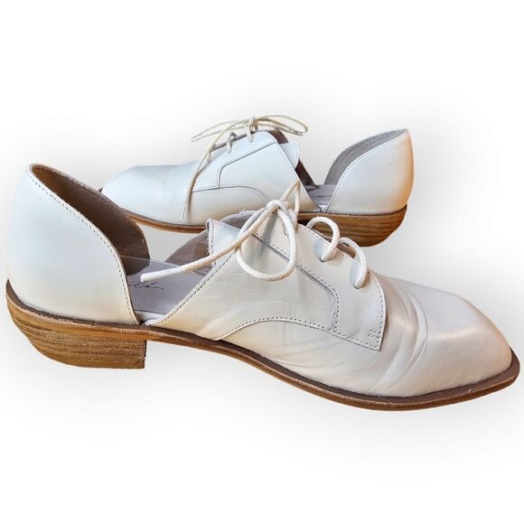 42 Gold White Bone Lace Up Loafers 9.5 - Picture 6 of 13